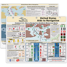 Load image into Gallery viewer, NautiCards United States Aids to Navigation card with various navigational symbols and maps.
