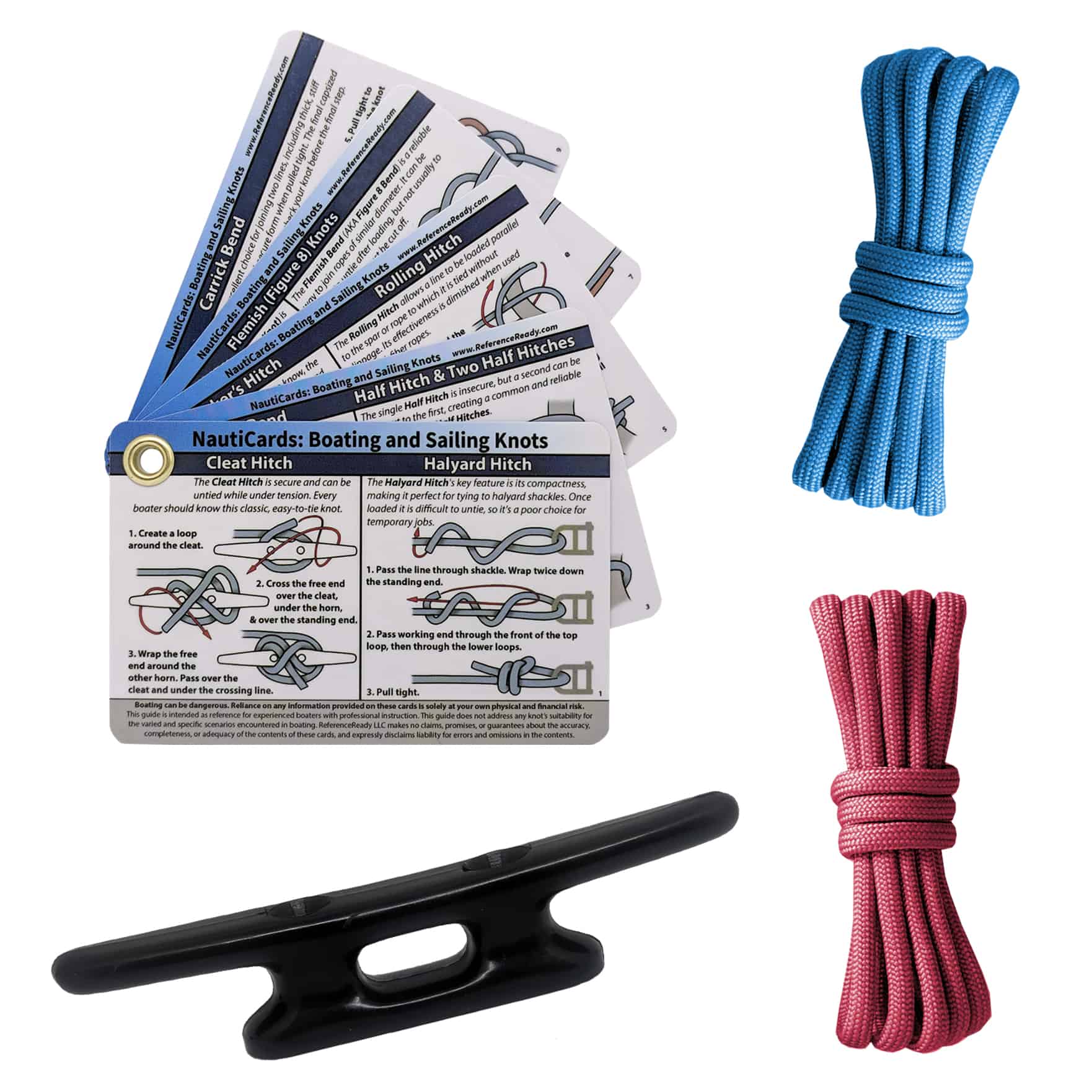 Outdoors Knot Tying Practice Kit - Waterproof Knot Cards, Webbing, and  Color-Coded Cordage 