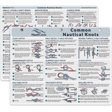 Load image into Gallery viewer, Common Nautical Knots Reference Card image showing front and back of card
