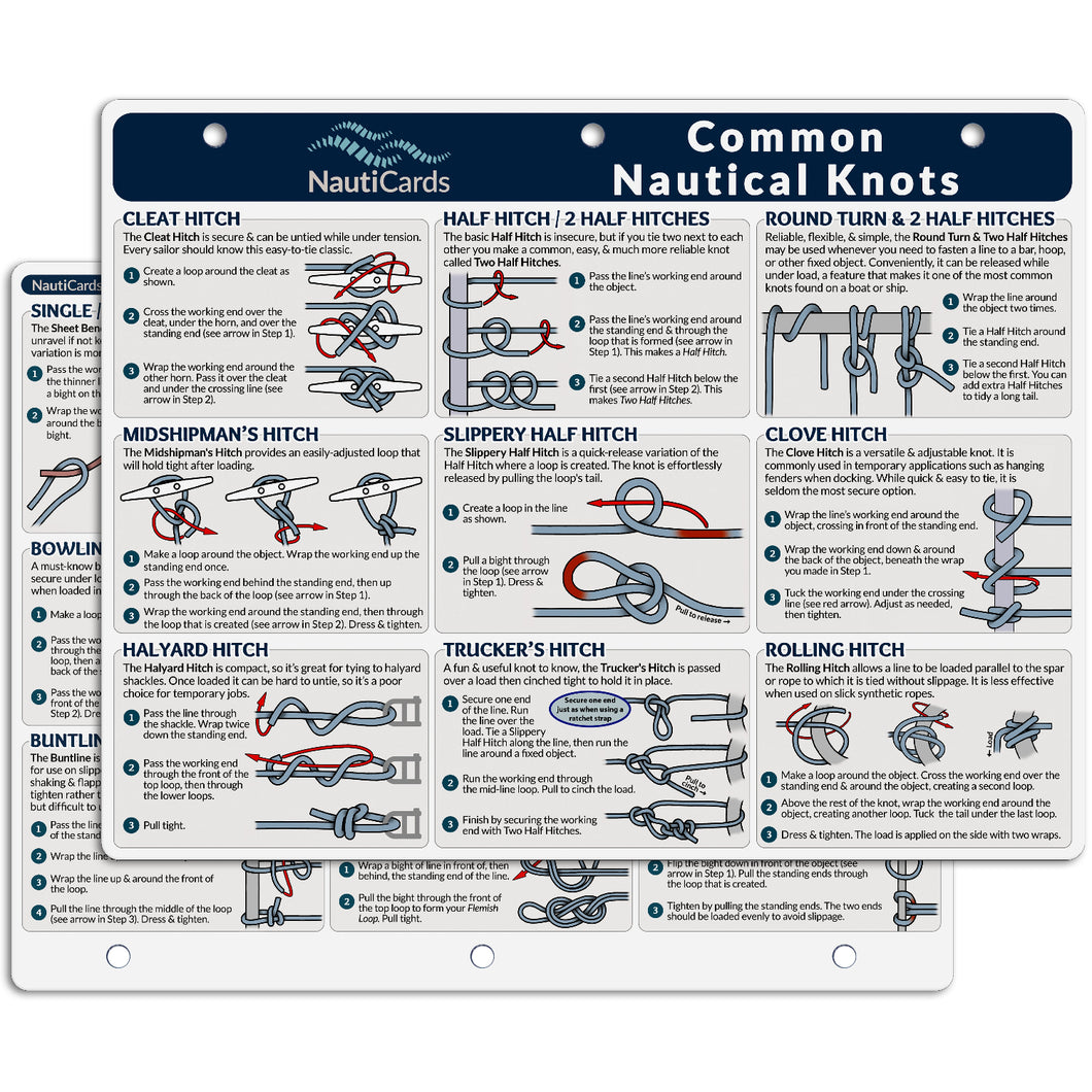 Common Nautical Knots Quick Reference Chart by NautiCards