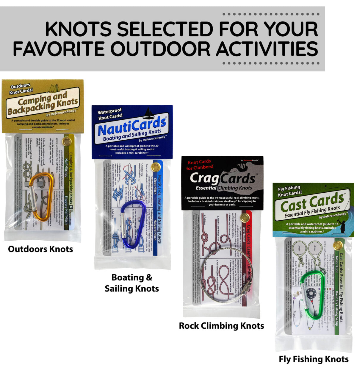 Fly Fishing Knot Cards - Waterproof Guide To 14 Essential Fly Fishing Knots  - Includes Mini Carabiner