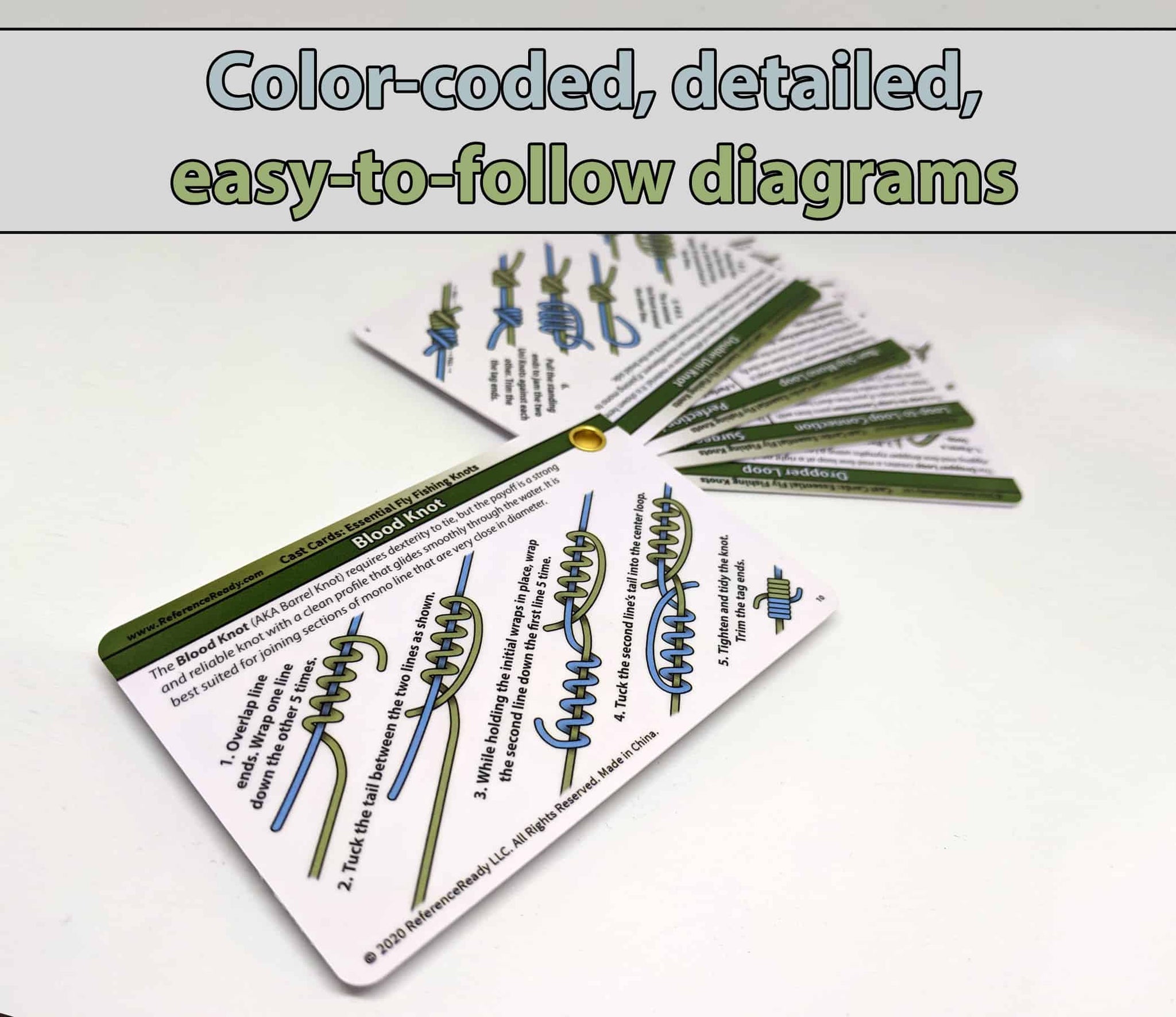 ReferenceReady Knot Cards with Nail Knot Tool Combo - Includes Fly